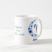 Widder-Sternzeichen Astrologie Geburtstag Blau Wei Kaffeetasse (VorderseiteRechts)