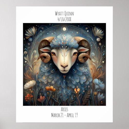 Widder Sternzeichen Astrologie Name & Geburtstag Poster (Vorne)