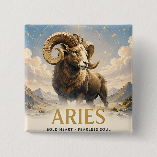 Widder-Sternzeichen-Geburtstags-Astrologie-Geschen Button (Vorderseite)