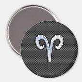 Widder-Sternzeichen im Kohlenstofffaser-Stil Magnet (Vorderseite/Rückseite)