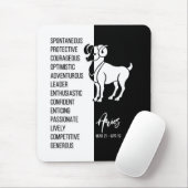 Widder-Sternzeichen-Mauspad, Schwarz & Weiß Mousepad (Mit Mouse)