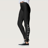 Widder-Sternzeichen Silber Schwarz Astrologie Gebu Leggings (Links)
