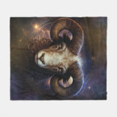Widder-Sternzeichen-Wasserfarben-Design Fleecedecke (Vorderseite (Horizontal))