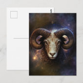 Widder-Sternzeichen Wasserfarben-Design Postkarte (Vorne/Hinten)