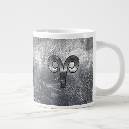 Widder-Tierkreis-Symbol in Silber beunruhigter Art Jumbo-Tasse (Rechts)
