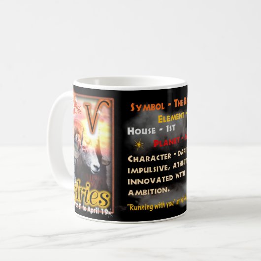 Widder-Tierkreisschale oder -Tasse Kaffeetasse (Vorderseite Links)