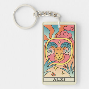 Widder Tierkreiszeichen Abstrakte Kunst Vintage Schlüsselanhänger