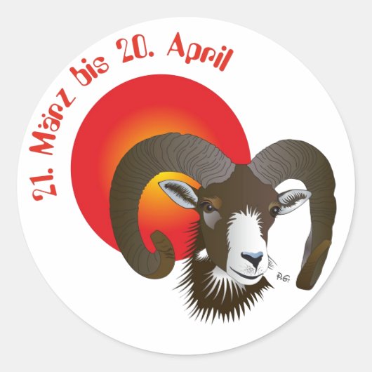 Widder - Tierkreiszeichen Aufkleber (Vorderseite)