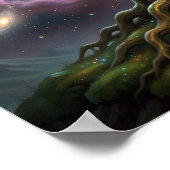 Widder und Baum des Lebens unter Sternen und Galax Poster (Ecke)