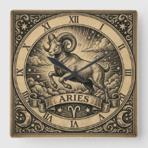Widder Vintage-Tierkreis-Wanduhr