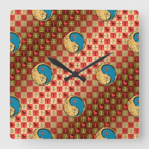 Widder & Wasser-Ratte Quadratische Wanduhr