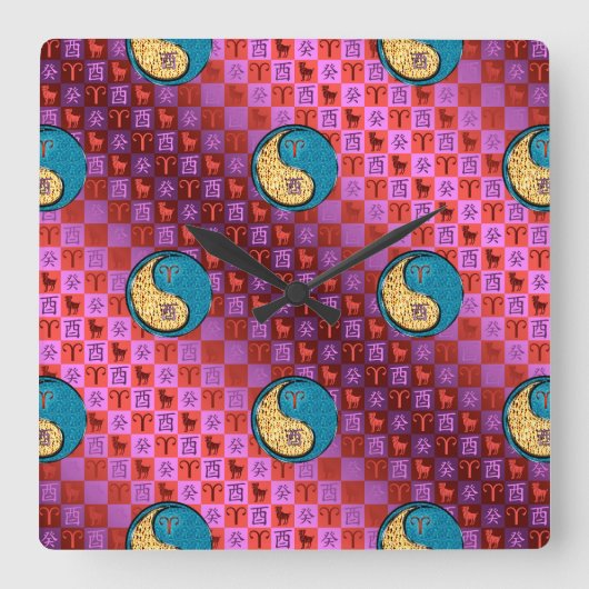 Widder & Wasserhahn Quadratische Wanduhr (Vorderseite)