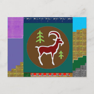 WIDDER Ziegen Symbol Tier Zodiac Astrologie Glück Postkarte
