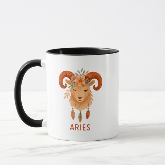 Widder-Zodiac Boho-Wasserfarbe Kaffeetasse (Links)