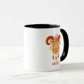 Widder-Zodiac Boho-Wasserfarbe Kaffeetasse (VorderseiteRechts)