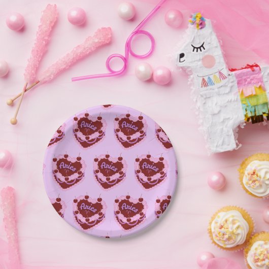 Widder-Zodiac-Coqueheart-Birthday-Cake Pappteller (Party)
