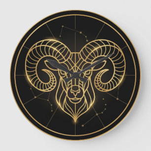 Widder-Zodiac-Geburtstag-Sonnenzeichen Große Wanduhr