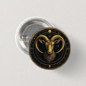 ♈ Widder Zodiac Gold Schild Astrologie Symbol Button (Vorne & Hinten)