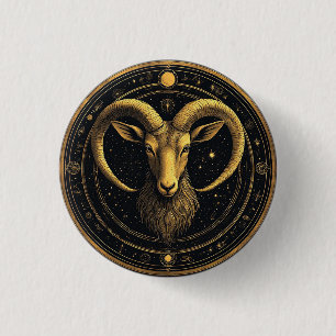 ♈ Widder Zodiac Gold Schild Astrologie Symbol Button