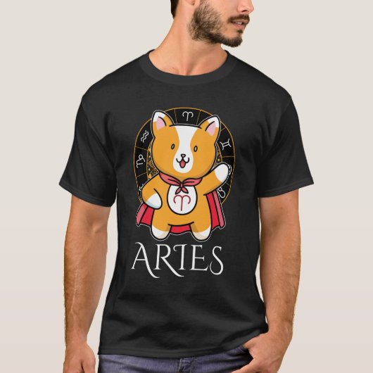 Widder-Zodiac-Männer Schwarz  T-Shirt (Vorderseite)