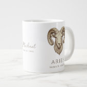Widder-Zodiac personalisierter Name & Geburtsdatum Jumbo-Tasse (Vorderseite Rechts)