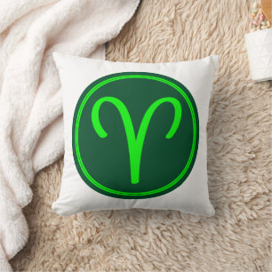 Widder-Zodiac-Symbol grüner Kontrast Kissen