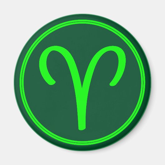 Widder-Zodiac-Symbol grüner Kontrast Magnet (Vorne)