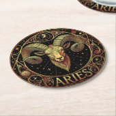 Widder-Zodiac-Symbol Runder Pappuntersetzer (Angewinkelt)