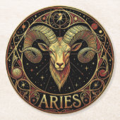 Widder-Zodiac-Symbol Runder Pappuntersetzer (Vorderseite)