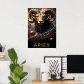 Widder-Zodiac-Widder-Himmels-Astrologie-Symbol Poster (Heimbüro)