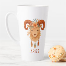 Widder-Zodiak-Boho-Watercolor-Latte-Tasse