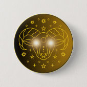 Widder-Zodiak-Emblem | Minimales Himmelssymbol Button (Vorderseite)