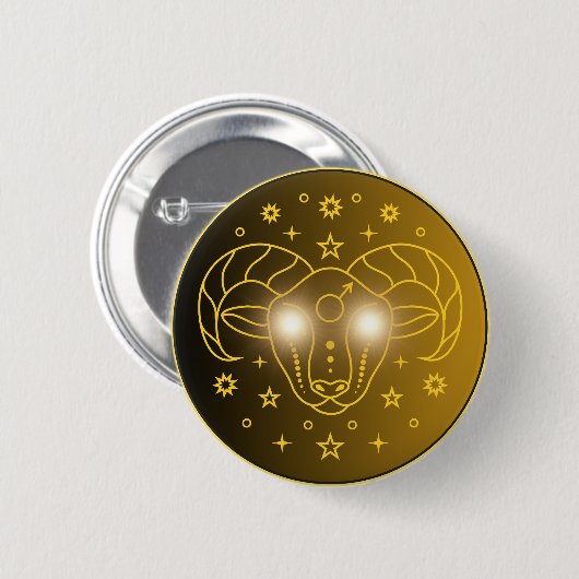 Widder-Zodiak-Emblem | Minimales Himmelssymbol Button (Vorne & Hinten)