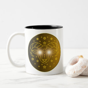 Widder-Zodiak-Emblem Minimales Himmelssymbol Zweifarbige Tasse
