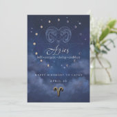 Widder-Zodiak-Geburtstagseinladung Einladung (Stehend Vorderseite)
