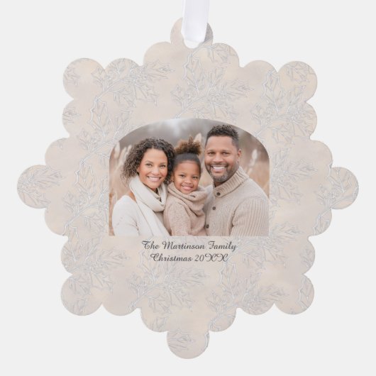 Wide Arch Christmas Photo Light Holly Pattern Ornament Karte (Vorderseite)