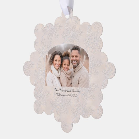 Wide Arch Christmas Photo Light Holly Pattern Ornament Karte (Linke Ecke)