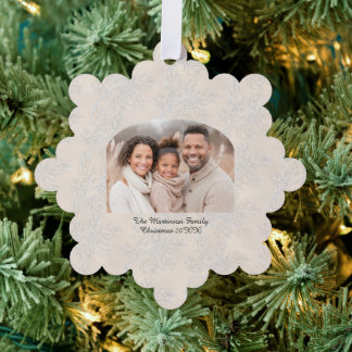Wide Arch Christmas Photo Light Holly Pattern Ornament Karte
