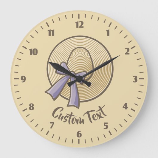 Wide Brimmed Hat Beige Große Wanduhr (Vorderseite)