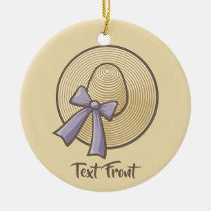 Wide Brimmed Hat Beige Keramik Ornament