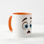 Wide eyed shock face – surprised blue eyed emoji tasse (Vorderseite Links)