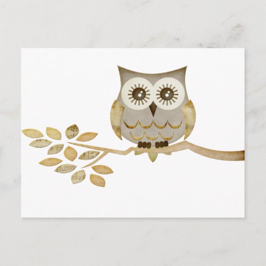 Wide Eyes Owl in Tree Postkarte (Vorderseite)