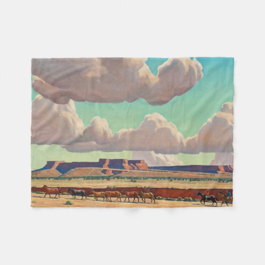 Wide Lands der Navajo von Maynard Dixon Fleecedecke (Vorderseite (Horizontal))
