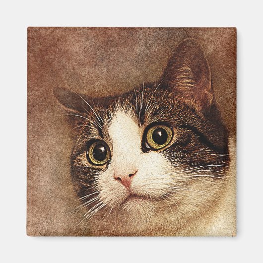 Wide Mit Augen Kitty Portrait | ABSTRAKT | Wasserf Magnet (Vorne)