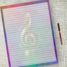 Wide Ruled Gold Music Treble Cleve auf farbenfroh