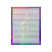 Wide Ruled Gold Music Treble Cleve auf farbenfroh Notizblock (Rotiert)