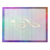 Wide Ruled Gold Music Treble Cleve auf farbenfroh Notizblock (Vorderseite)