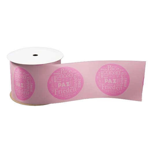 Wide Satin pink Ribbon Multi-Sprache Frieden Satinband (Spule)
