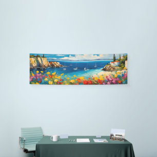 Wide Seascape Mediterranean Yachten und Blume Banner