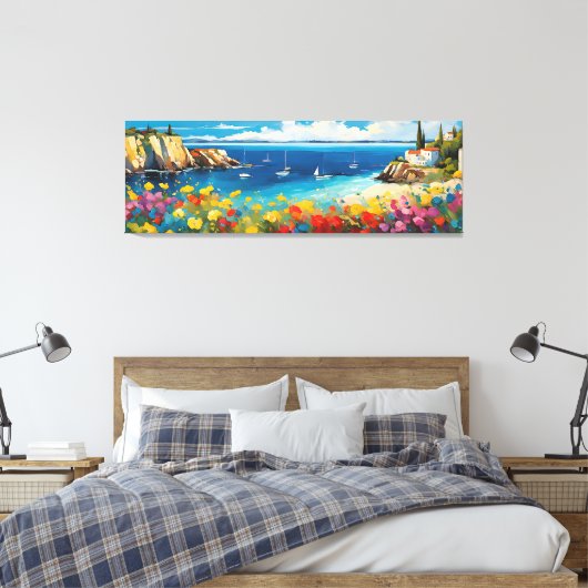 Wide Seascape Mediterranean Yachten und Blume Leinwanddruck (Insitu (Schlafzimmer))